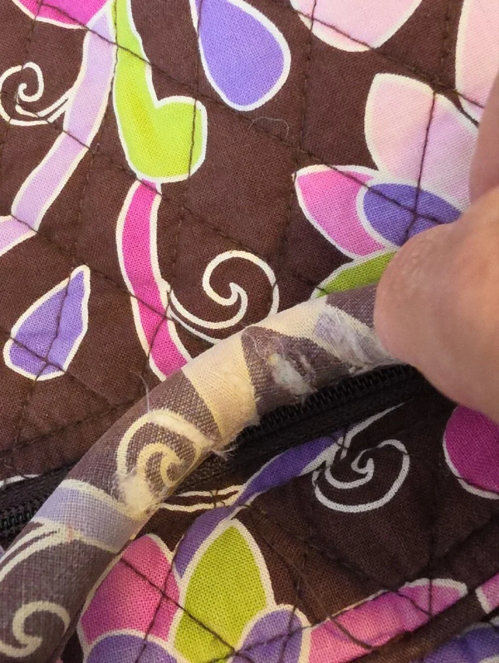 Vera Bradley Quilted Floral Backpack - Brown, Pink & Green
